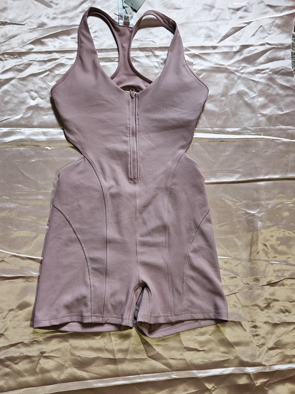 Adidas Mauve Ribbed Zip-Front Unitard - Picture 2 of 10